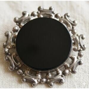 Taxco Mexico 925 Sterling Silver Black Onyx Convertible Brooch Pendant